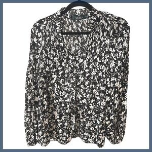 Lauren Ralph Lauren Floral Print Long Sleeve Blouse Top Size‎ M